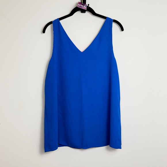 Lilly Pulitzer Reversible V Neck Tank Top Florin Blue Floral Print Size M - Picture 4 of 6